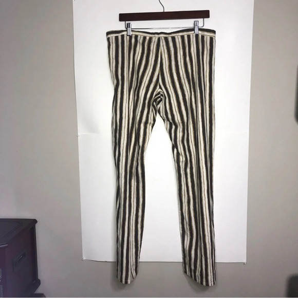 5/$25 
Vintage Bongo Striped Pants BohoM Linen Blend Flare Zip Button Tie Front - Picture 8 of 8